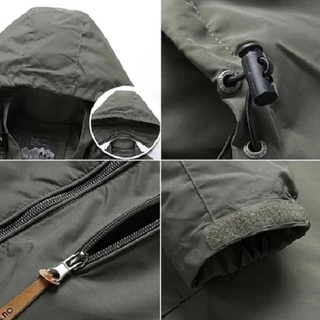 ผู้ชายเสื้อแจ็คเก็ตยุทธวิธีกันน้ํากลางแจ้ง Hooded Coat เสื้อแจ็คเก็ตผ้าร่ม Field ปีนเขาบาง