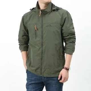 ผู้ชายเสื้อแจ็คเก็ตยุทธวิธีกันน้ํากลางแจ้ง Hooded Coat เสื้อแจ็คเก็ตผ้าร่ม Field ปีนเขาบาง
