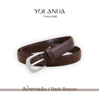 Yolanda เข็มขัดหนัง PU รุ่นคลาสสิก เส้นเล็ก หัวเข็มขัดสีเงิน สไตล์เกาหลี ดีไซน์เรียบหรู ใส่ง่าย แมตช์ได้ทุกชุด FF1601