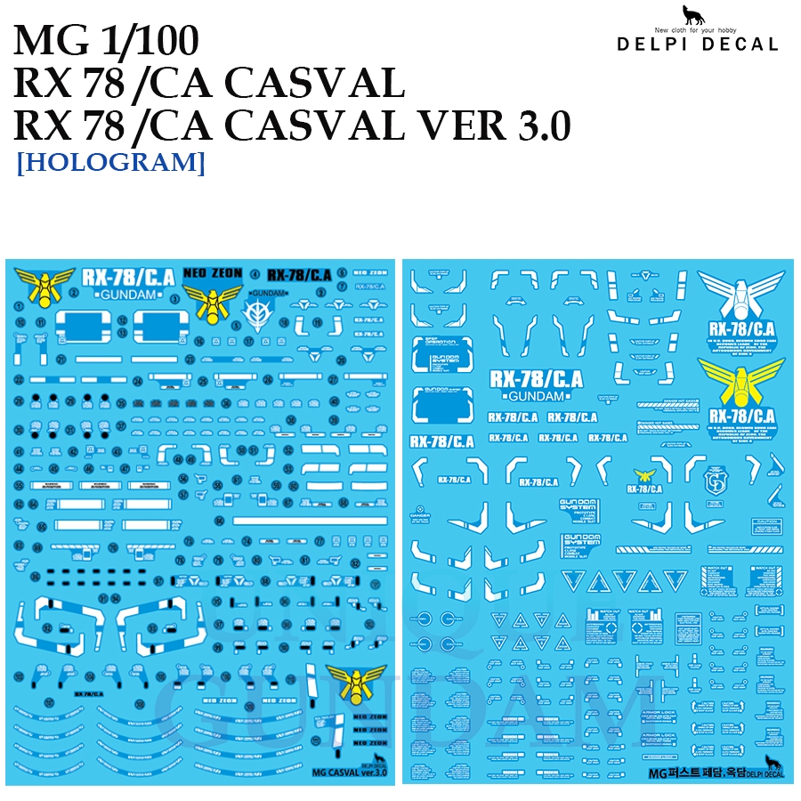 ดีคอลน้ำ [DELPI] 10 MG RX-78/CA CASVAL VER 3.0/RX-78/CA CASVAL 1/100 WATER DECAL 10N 10H 10A 10B