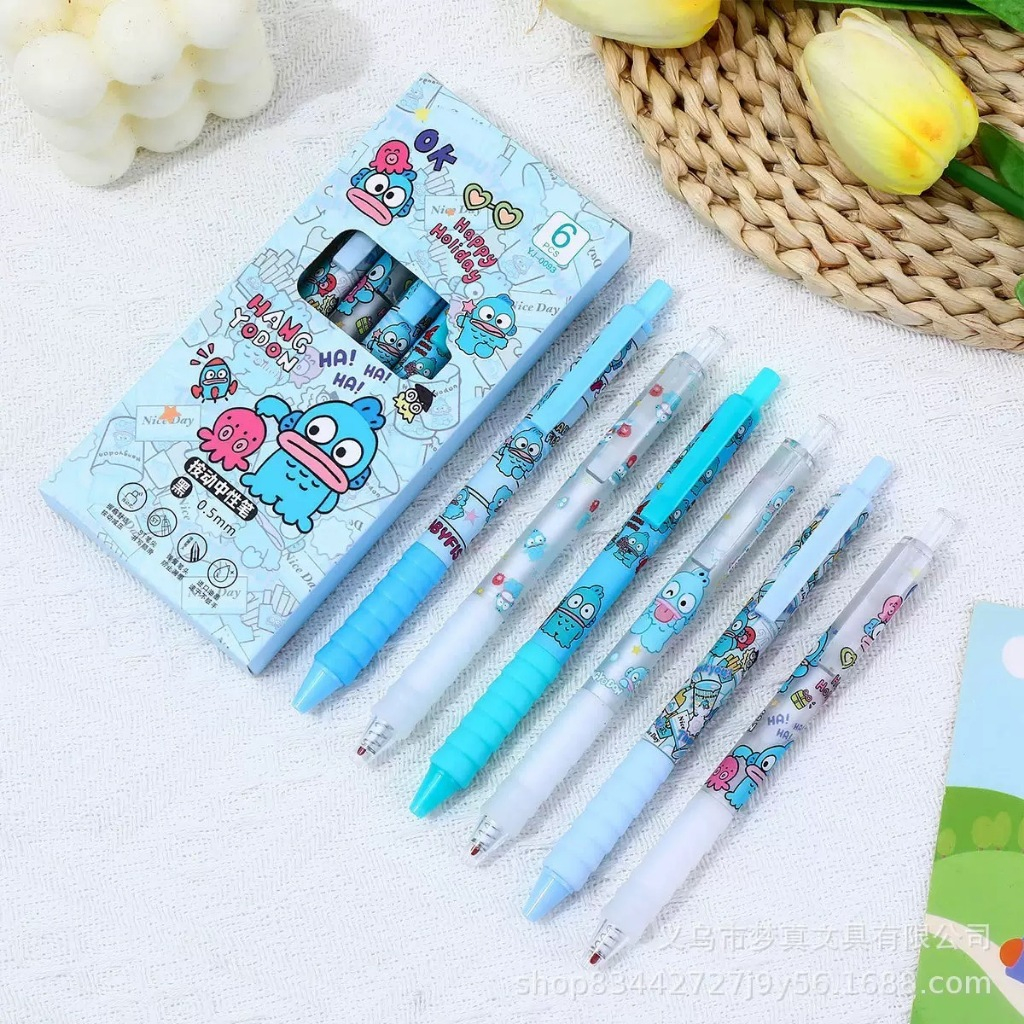 ปากกาเจลรูปปลาการ์ตูนแบบกด สีขาว-สีฟ้า คละสี ขนาดหัว0.05มม. STปลายปากกา