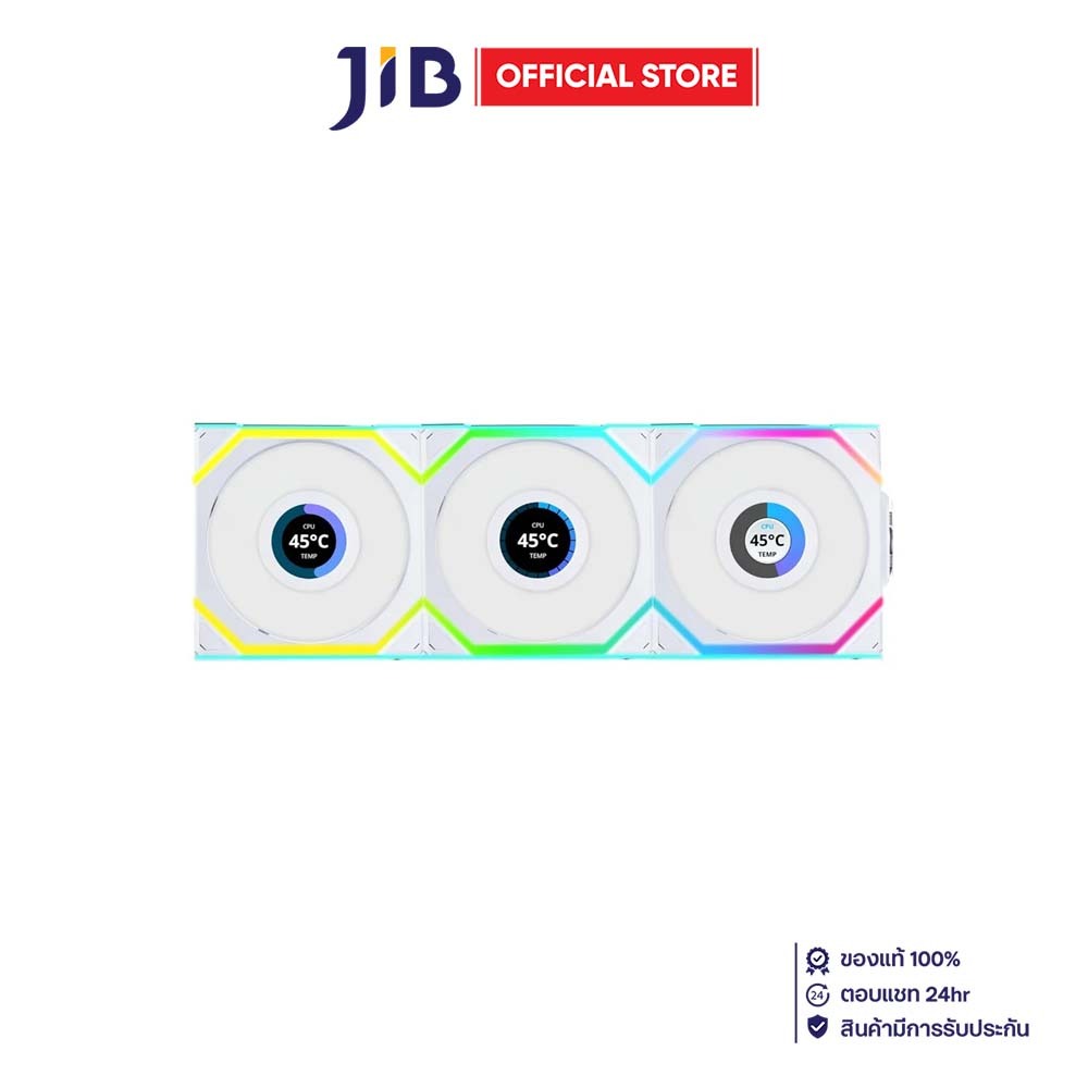 CASE FAN (พัดลมเคส) LIAN LI UNI FAN SL WIRELESS LCD 120 TRIPLE PACK (WHITE) (12SLLCD1W3W)