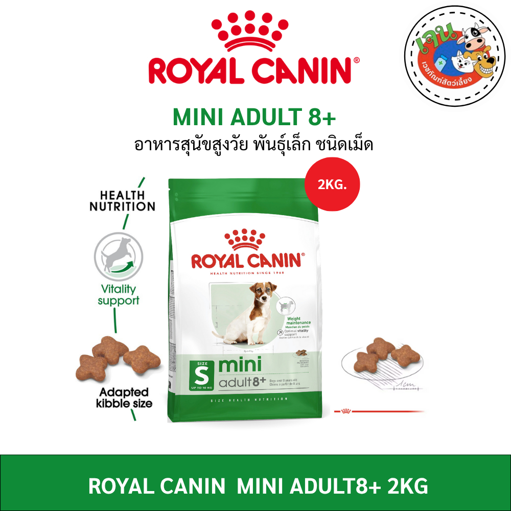 Royal Canin Mini Adult8+ 2kg อาหารชนิดเม็ดสำหรับสุนัขสูงวัยพันธุ์เล็กExp:03/2026
