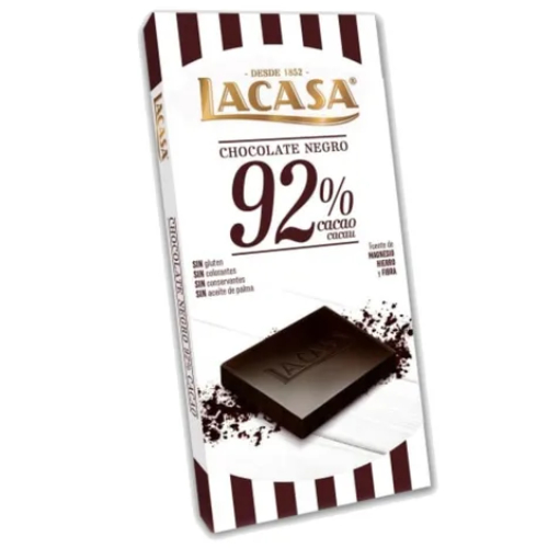 ลาคาซ่า ดาร์กช็อกโกแลตบาร์ 92% ขนาด 100 กรัม - 92% Dark Chocolate Bar 100g Lacasa brand