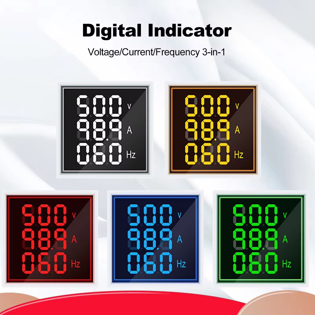 Volt Am Hz Meter 3in1 LED 22mm ดิจิตอลมิเตอร์ วัดแรงดัน ความถี่ วัดกระแส 60-500V 0-100A เลือกสีตามการใช้งาน