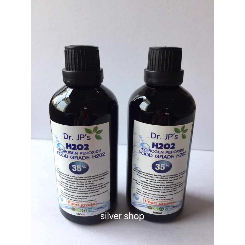 H2O2 hydrogen peroxide 35%(food grade)100ml.*2pieces Glass bottle with dropper stopper.