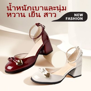 ⚡ส่งจากไทย⚡🥇คุณภาพสูง🥇 รองเท้าส้นสูง ส้นหนา หัวกลม งานสวย ใส…
