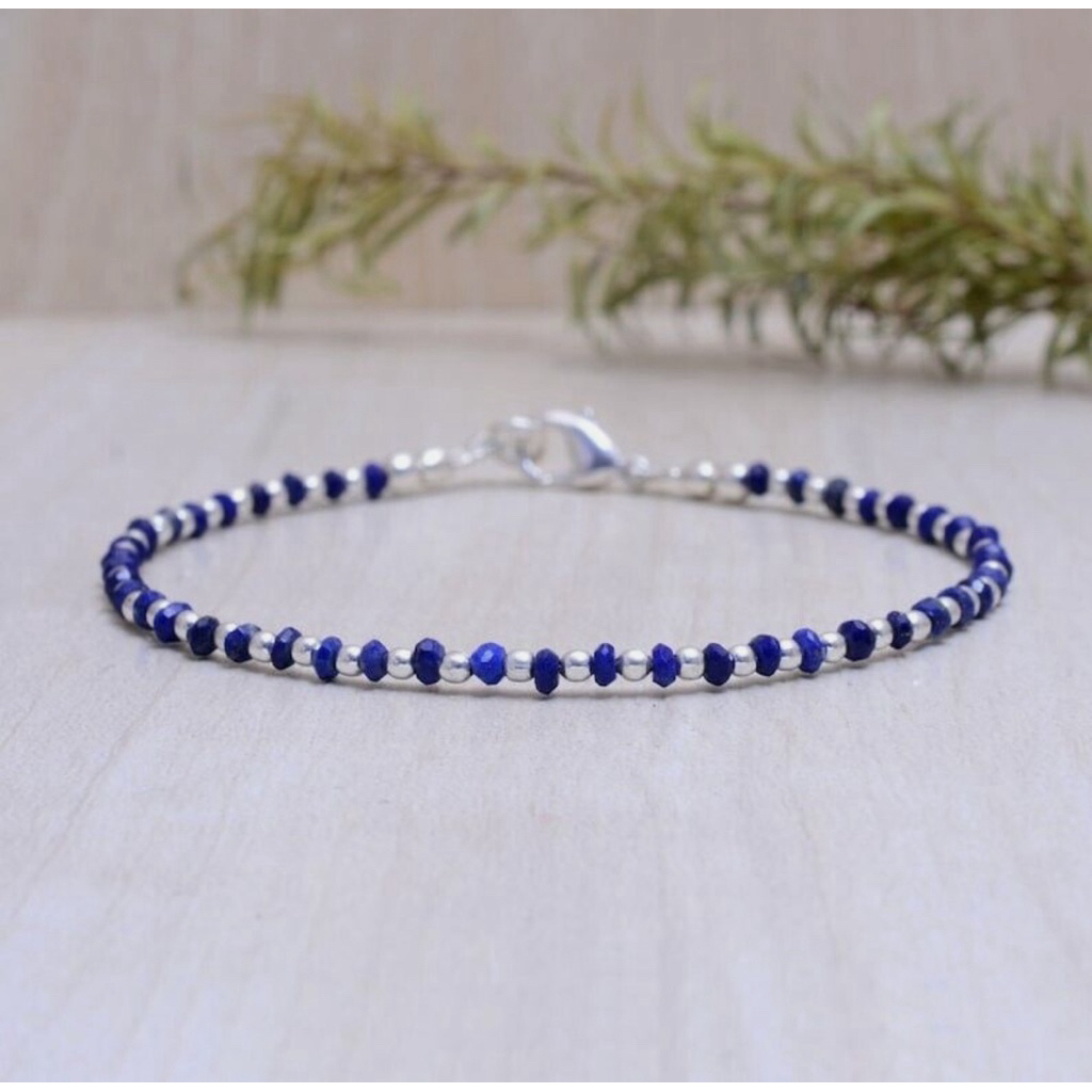 beautiful 2 mm natural unique faceted lapis lazuli bracelet 💙💙