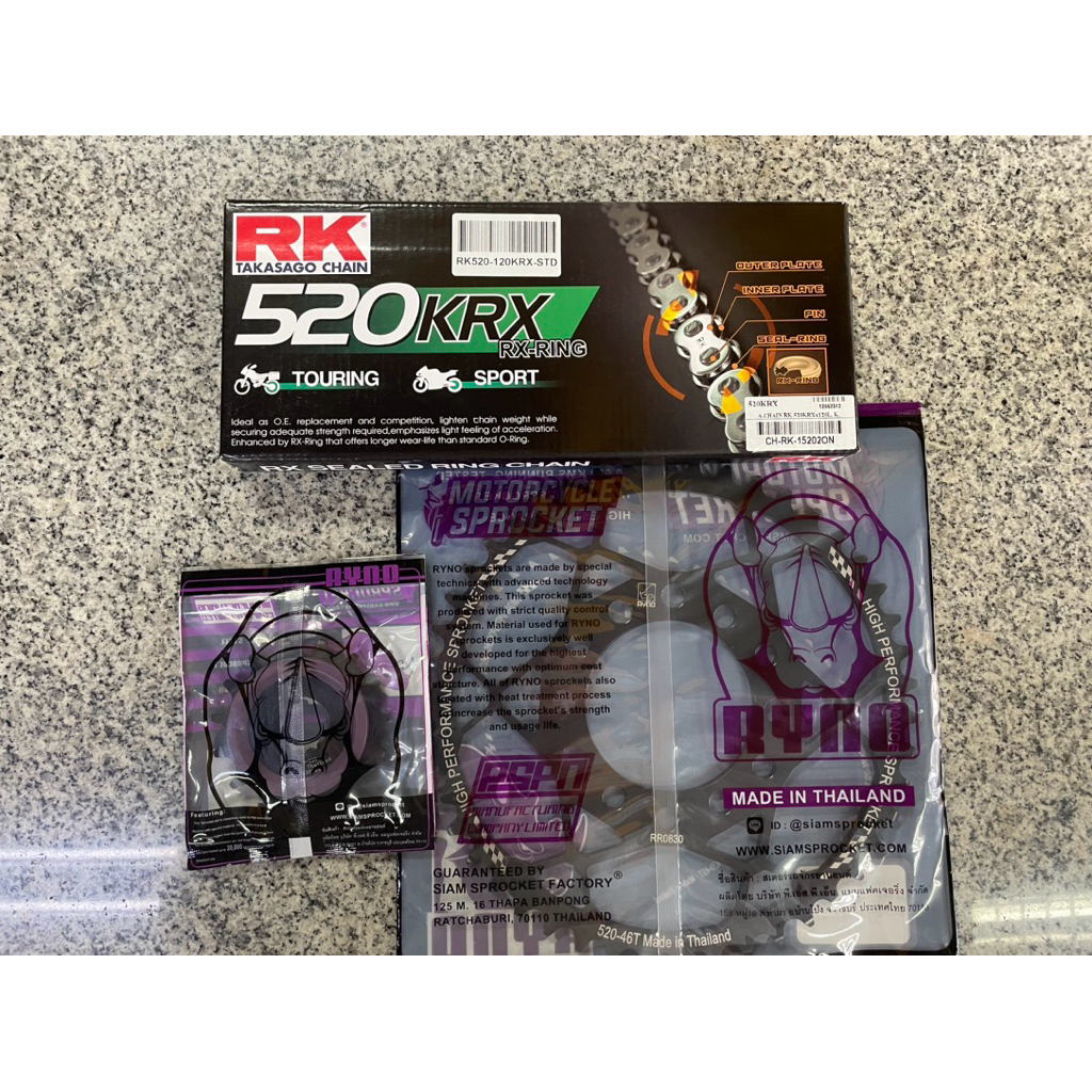 ชุดโซ่-สเตอร์หน้า-หลัง RYNO สำหรับ ER6N / Ninja650 / Versys650 / ER6F พร้อมโซ่RK o-ring/x-ring