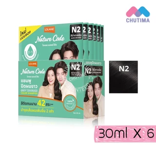 (กล่อง x6) โลแลน เนเจอร์ โค้ด แชมพูปิดผมขาว Lolane Nature Code Grey Coverage Color Shampoo 30 ml.x6