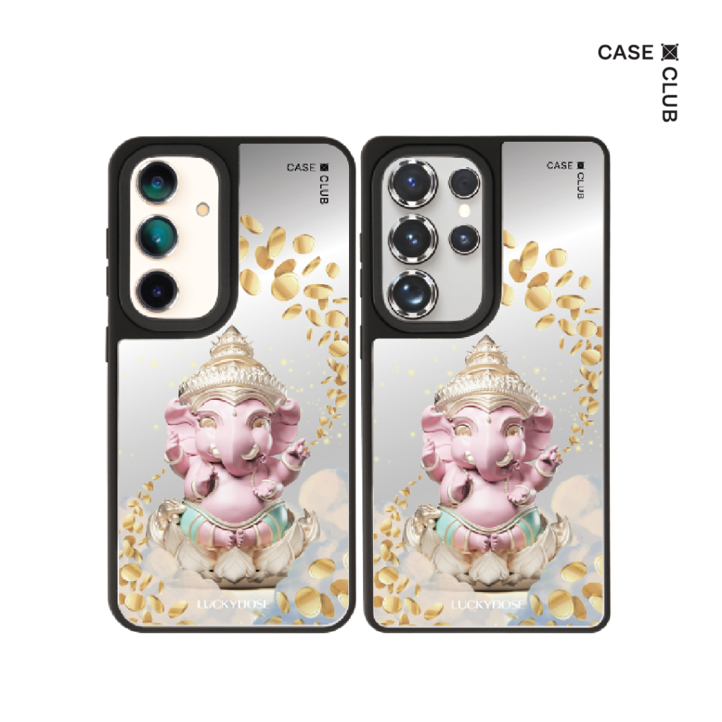 CaseClub เคส ซัมซุง เคส Samsung เคส กระจก ลาย LuckyDose Ganesha สำหรับ Galaxy S25 Ultra / S25 / S24 
