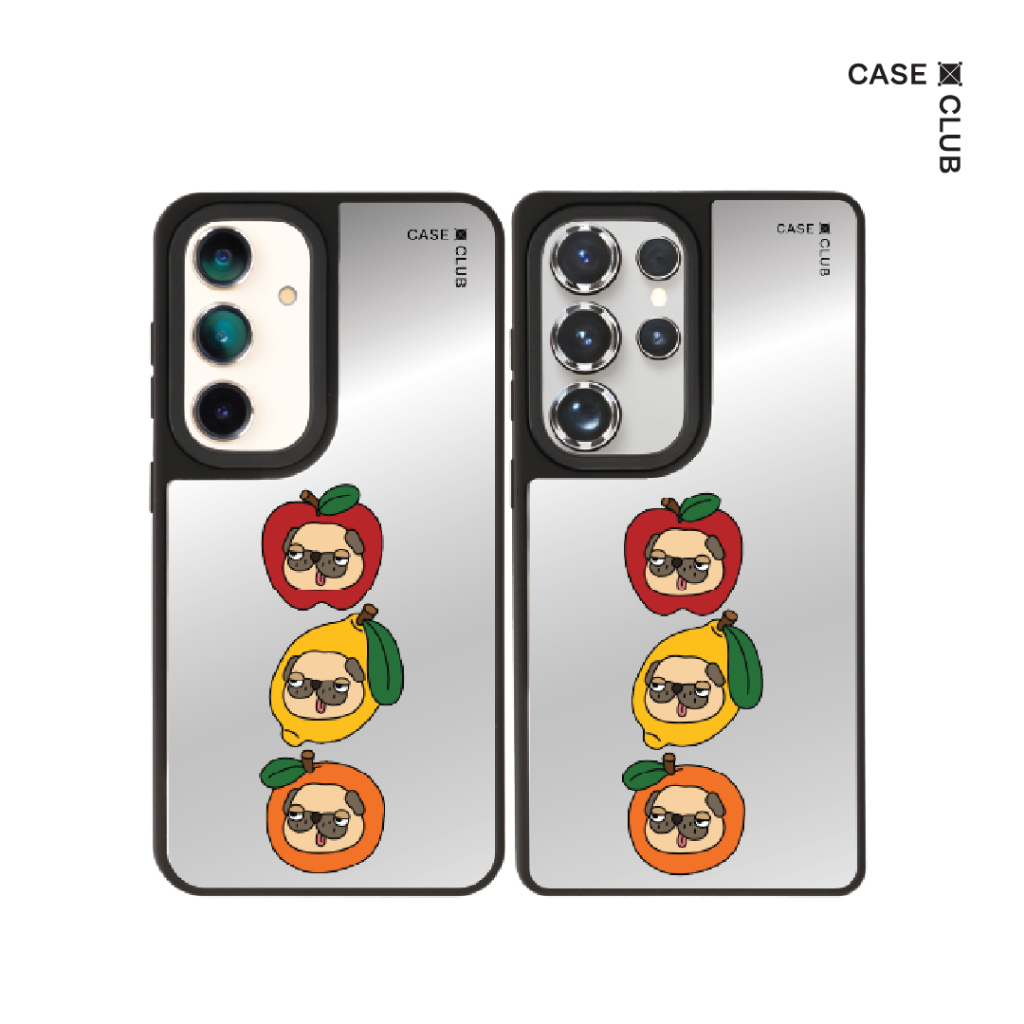 CaseClub เคส ซัมซุง เคส Samsung เคส กระจก ลาย Organic Pug สำหรับ Galaxy S25 Ultra / S25 / S24 Ultra 