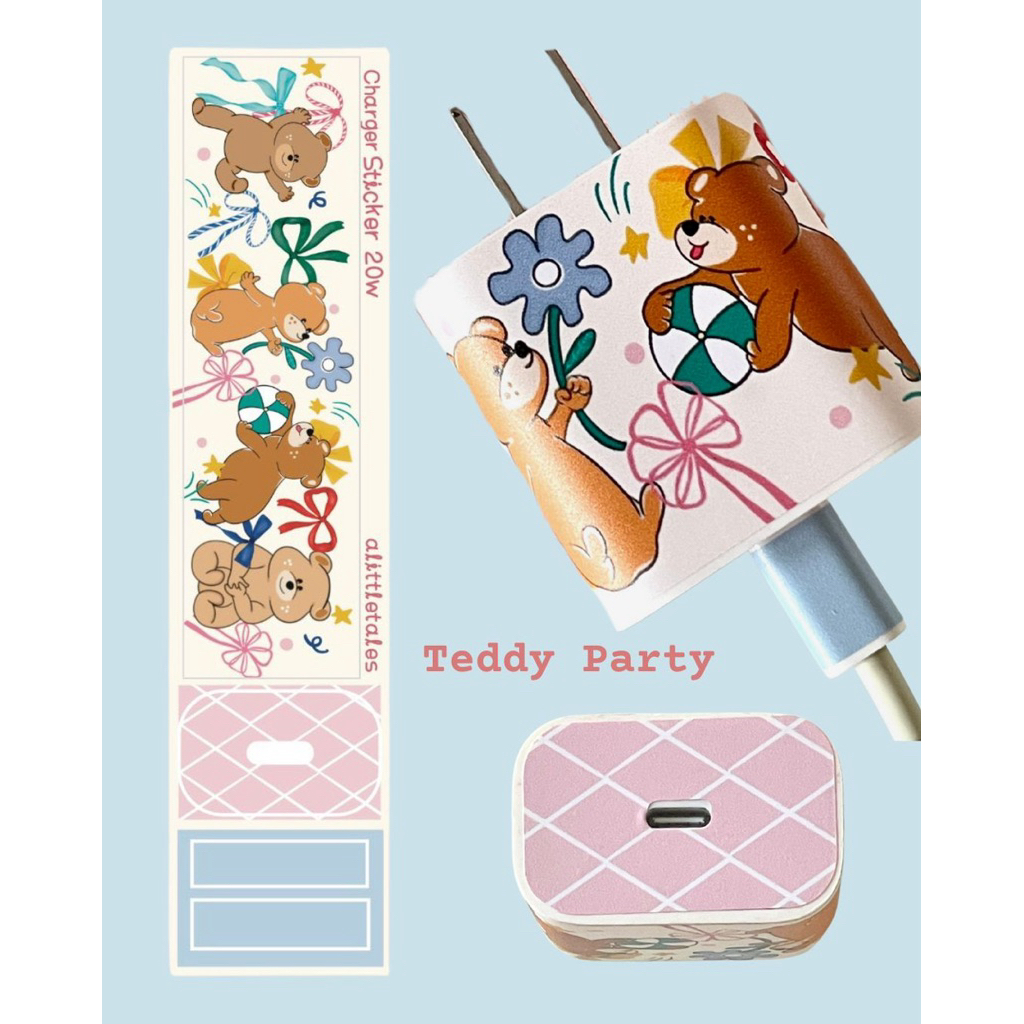 alittletales| Charger sticker 20w สติ๊กเกอร์ติดหัวชาร์จลายน้องหมาน้องหมี