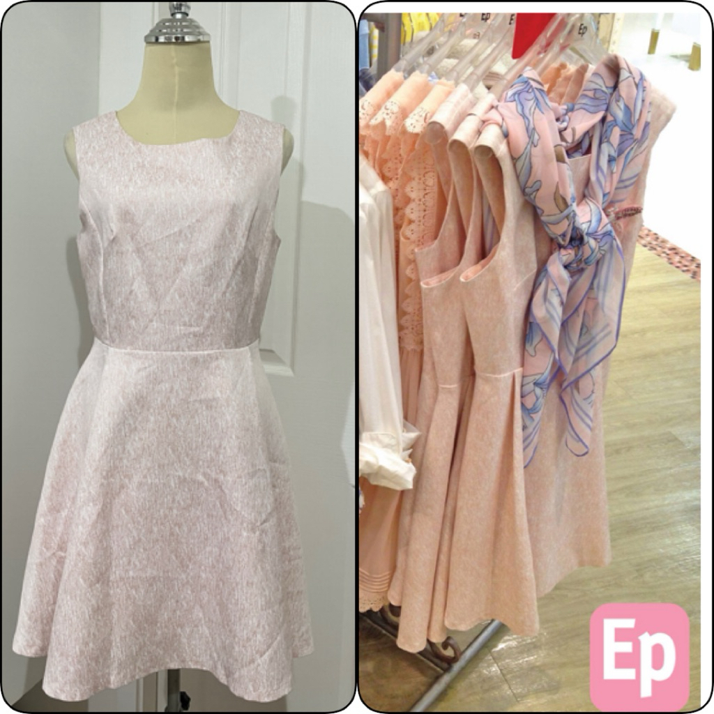 EP Fashion (2nd) : M เดรสสั้น ชุดออกงาน ราตรี สีโอรส ชมพู อมส้ม