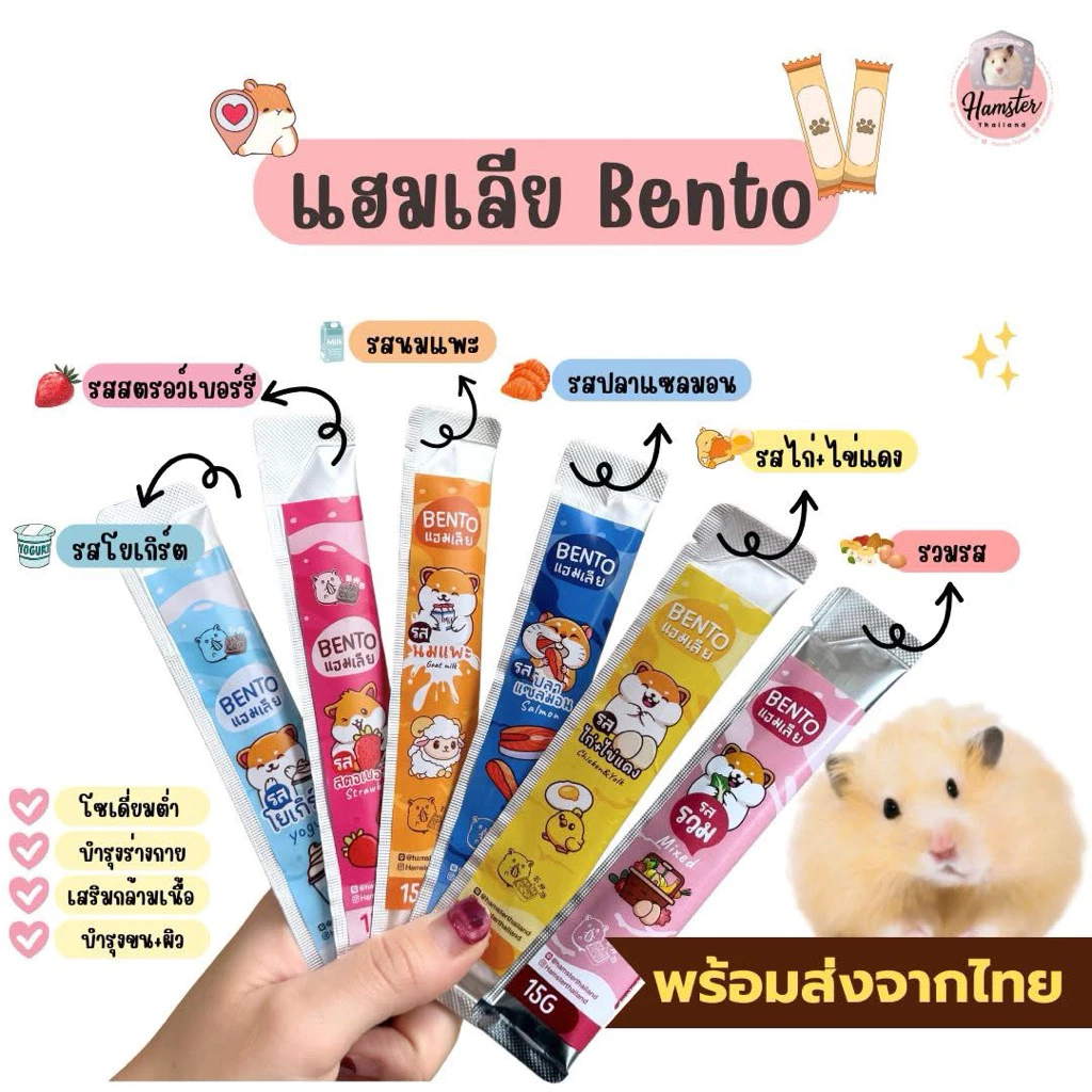 [Hamsterthailand] ขนมเลีย แฮมเลีย แบรนด์ Bento' Hamster ขนม สัตว์เลี้ยง อาหารเสริม เม่นแคระ แฟตเทล