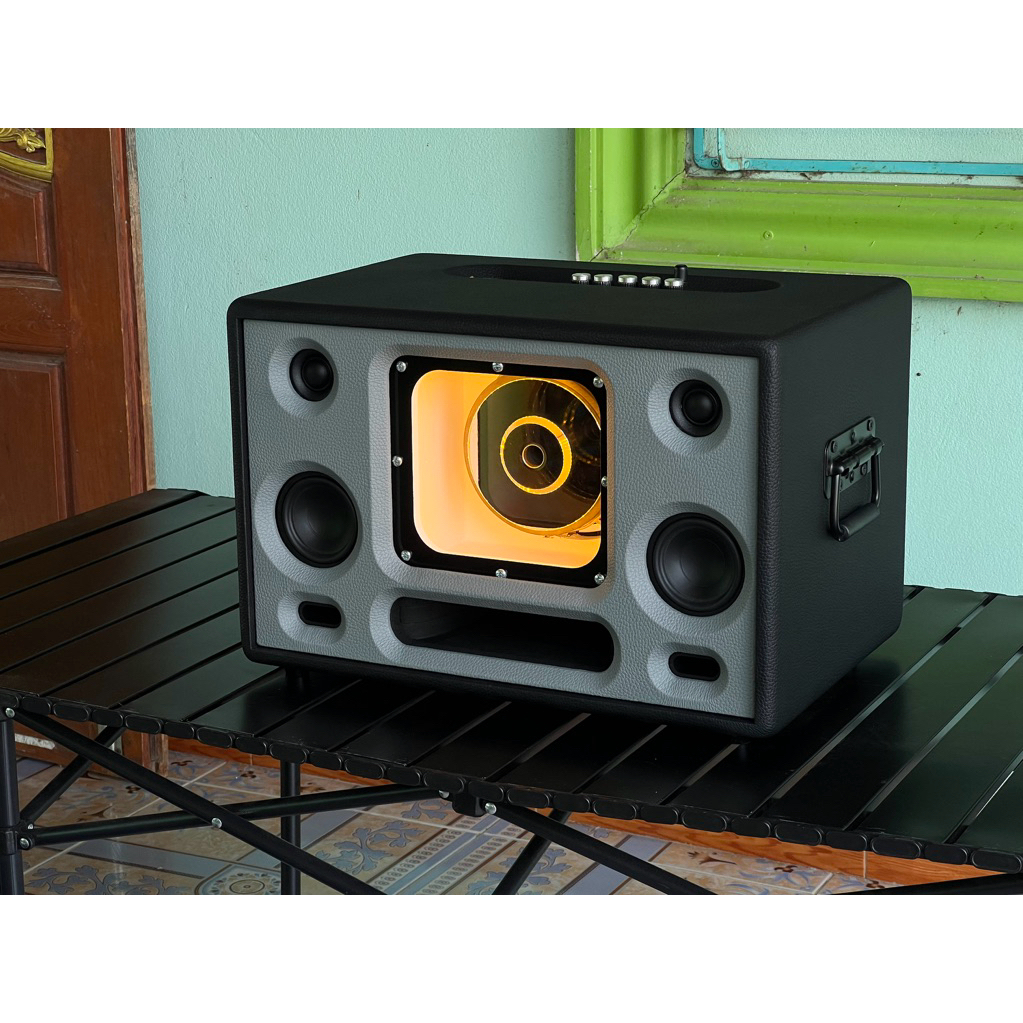 ลำโพงบลูทูธ แบนพาส 6.5 นิ้ว โครงหล่อ ว้อยคู่ 200 วัตต์ เลือกสีได้ เสียงดี แบตอึด เบสแน่น