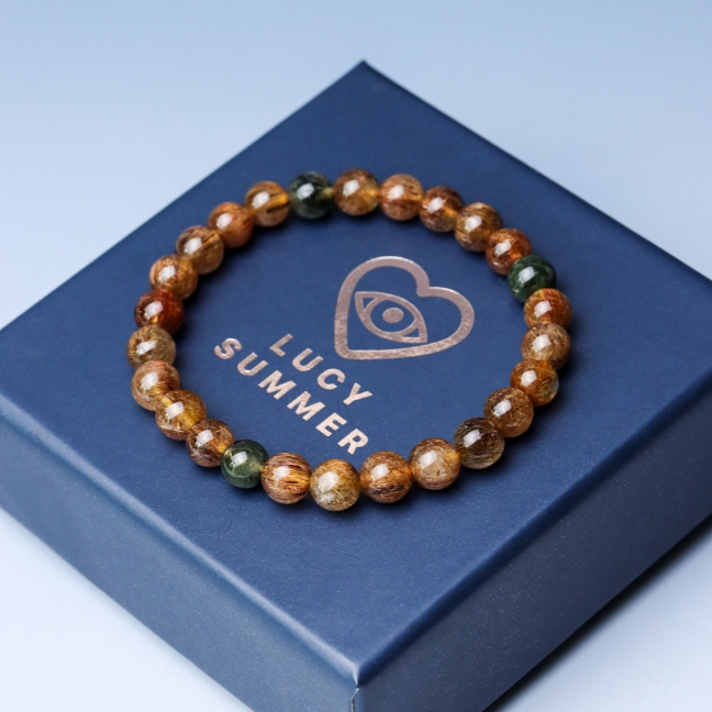 LUCYSUMMER กำไลข้อมือหินแท้ ไหม 5 สี จักรพรรดิ์ Premium AAAAA Multicolor Rutilated Quartz (กำไลหินแท้ รับประกันหินแท้) ราคา ถูกที่สุด ดีลบีเคเค แกลเลอรีภาพที่ 3