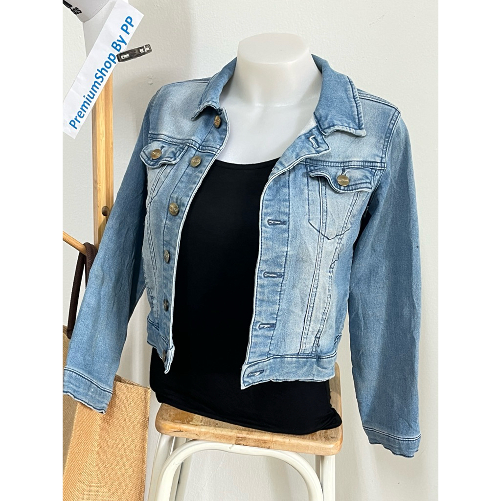 #JK1588 🔴แจ๊คเก็ตยีนส์แฟชั่น   อก32“-34”ยาว17“ ผ้านุ่มม ยึด สีฟอก 🔴B U F F A L O   D A V I D  B I T 