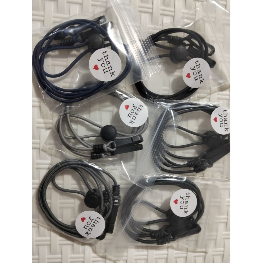 สายคล้องแมสเซท6เส้น6สี69-ดำ.กรมท่า.เทา3เฉด.ขี้ม้าดำ)รุ่นยางยืดแต่งตัวหนอนปรับสายได้(ยาว39-44cmวัดพับครึ่งรวมตะขอ)