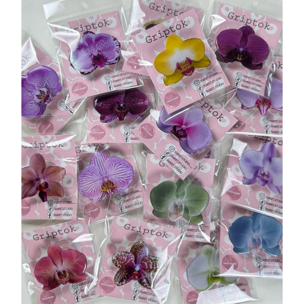 Griptok เรซิ่นลายดอกไม้ 🌷 สำหรับมือถือ ติดง่าย ถือง่าย ไม่ลื่น