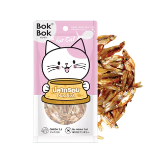 Bok Bok บ๊อกบ๊อก ปลากรอบ 25g 12 ถุง ขนมแมว อบแห้ง 100% ไม่เติมเกลือ ไม่ปรุงรส อร่อย มีประโยชน์ ช่วยขัดฟัน