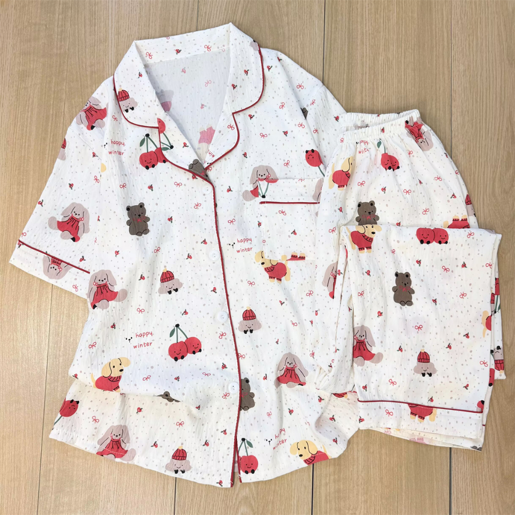 ชุดนอนผ้าไหมญี่ปุ่น อก44 นิ้ว เนื้อผ้าบางเบาใส่สบาย  เเขนสั้น-ขายาว ฟรีไซส์🧡ส่งไวจากไทย - รูปที่ 2