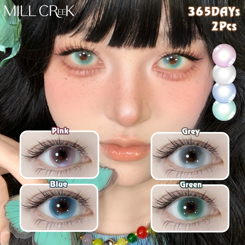 Mill creek 【NEW🚦🚦】คอนแทคเลนส์สี คอนแทคเลนส์สีชมพู ฟ้า น้ำตาล ให้ความชุ่มชื้น สบายตา Cosplay ~14.5mm
