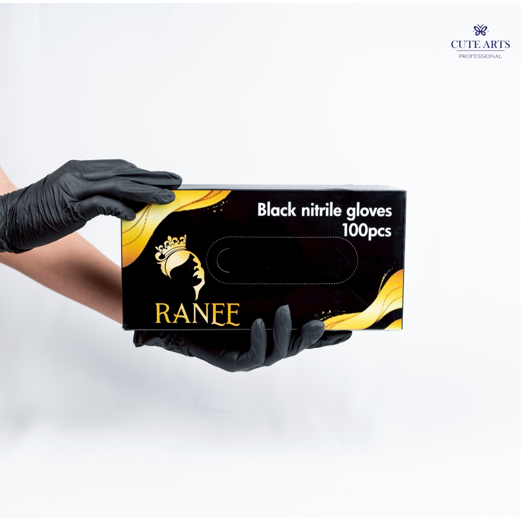 ถุงมือยาง Ranee สีดำ บรรจุ1กล่อง100ชิ้น คุณภาพสูง เกรดA มีมาตรฐาน พร้อมส่ง