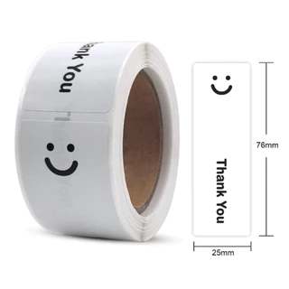 BLIVO สติ๊กเกอร์ขอบคุณ ยาว7.5ซม กว้าง2.5ซม สติ๊กเกอร์ติดกล่อง ขนม ติดแก้ว ตกแต่ง sticker thankyou