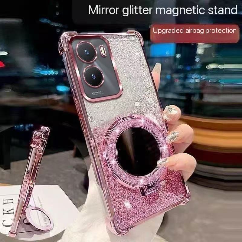 เคสขอบสี กากเพชร สำหรับ Oppo A6C A6S A6T A6X A6Pro Reno14 14F / Reno15 Pro กระจก กันกระแทกReno14 Reno14F