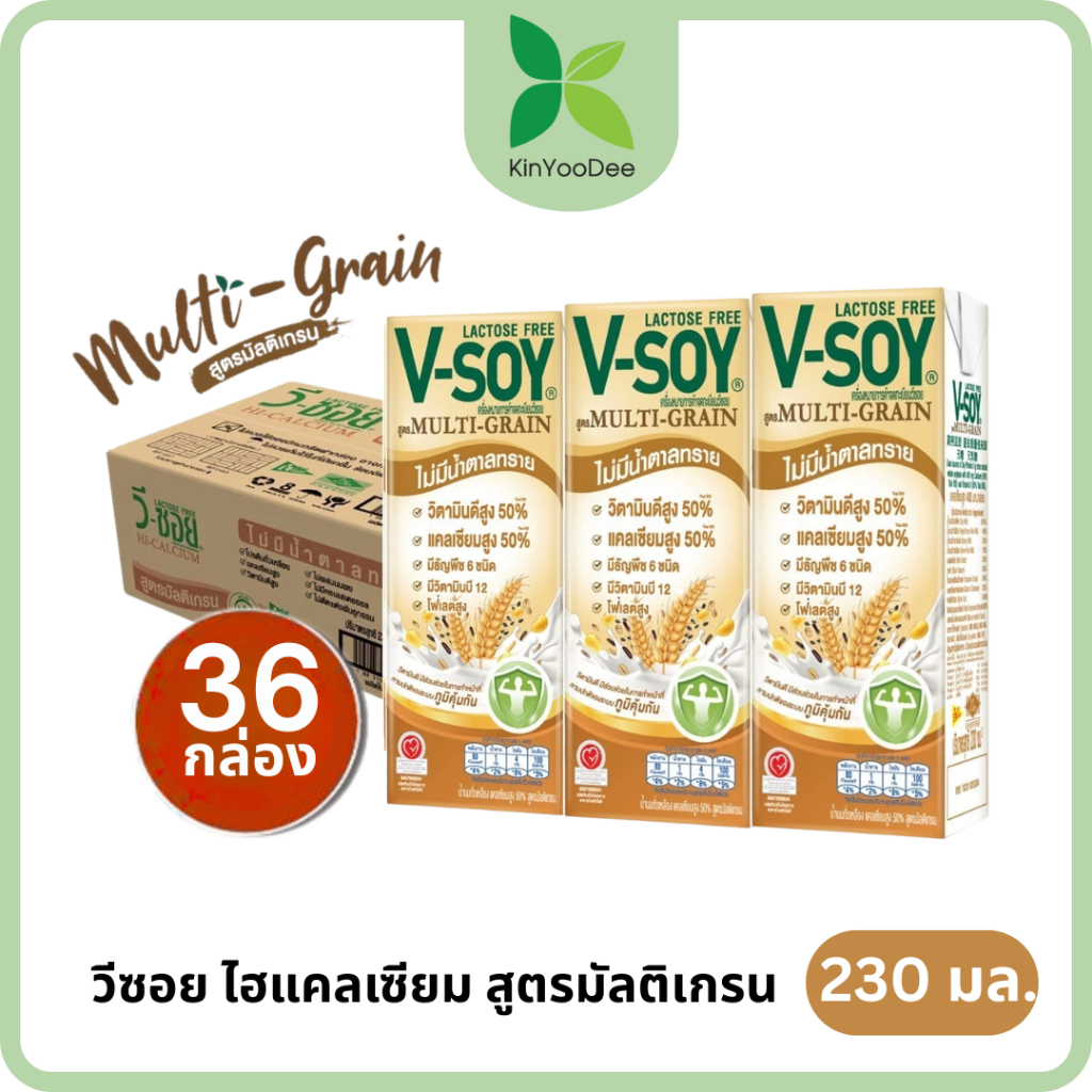 V-Soy วีซอย ไฮแคลเซียม สูตรมัลติเกรน 230 มล. แพ็คเล็ก