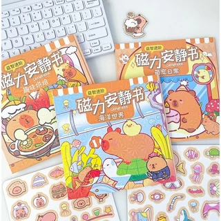 หนังสือแม่เหล็ก magnetic quiet book Capybara DIY หนังสือสติกเกอร์แม่เหล็ก ของเล่นเพื่อการศึกษา