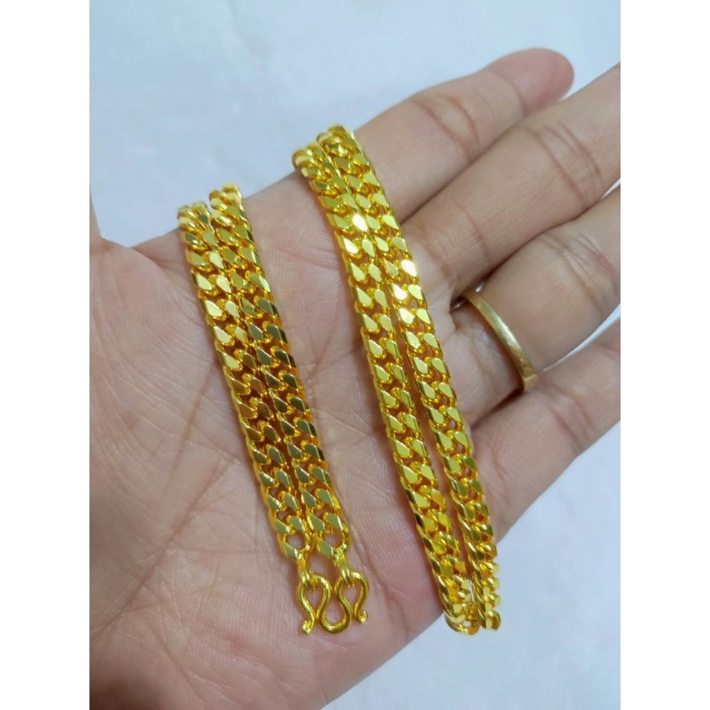 J76สร้อยทองเลสหนัก1บาท งานสวยเหมือนจริงชุบทอง สร้อยชุบพรีเมี่ยมทำจากทองเหลือง