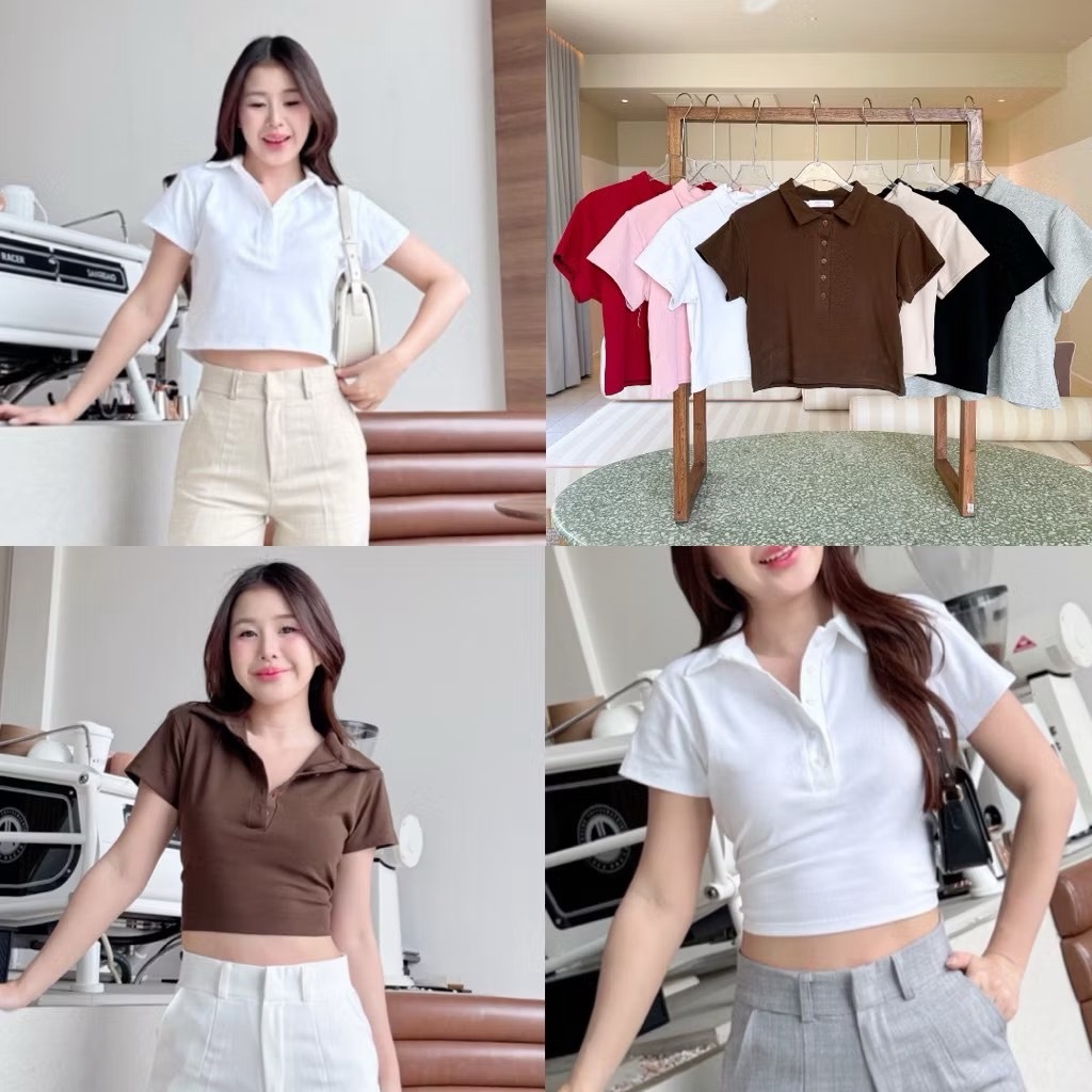 Withme POLO เสื้อครอปโปโลผ้ายูกระดุมจริง 🔥พร้อมส่ง