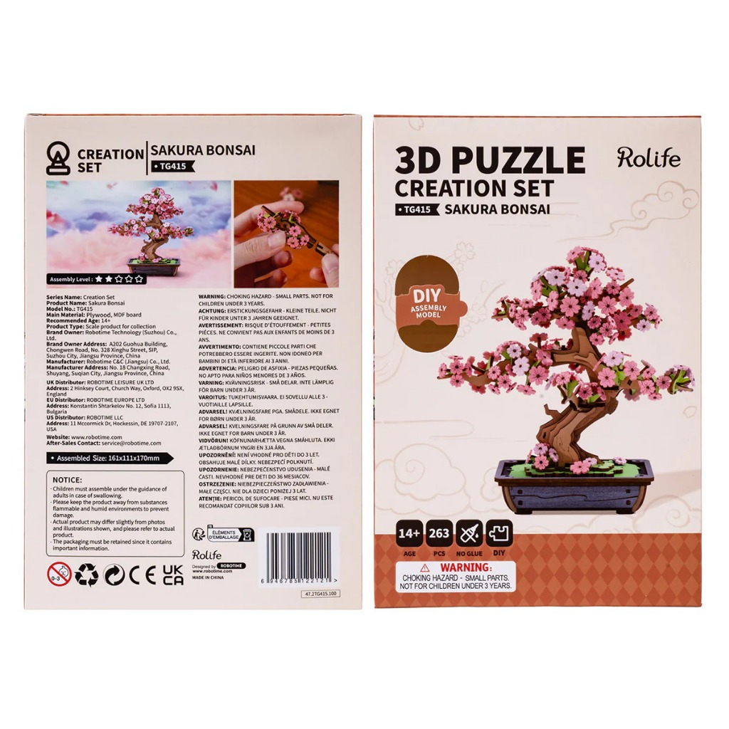 Rolife 3D Wooden Puzzle - TG415 Sakura Bonsai ตัวต่อต้นซากุระบอนไซ | ของแต่งบ้าน ของเล่นศิลปะ DIY - รูปที่ 6