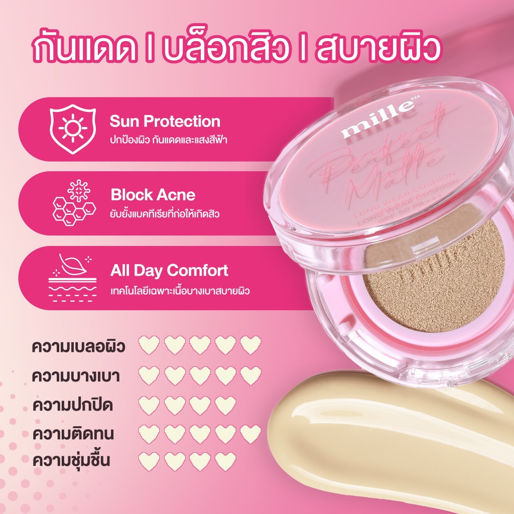 ราคาพิเศษ Mille PERFECT MATTE LONG WEAR CUSHION SPF50 PA+++ 14 กรัม - รูปที่ 2