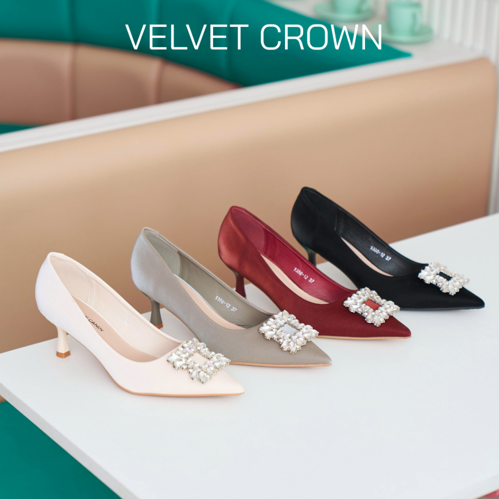 CCS - รองเท้าส้นสูง รุ่น Velvet Crown รองเท้าส้นสูง 2.5 นิ้วหุ้มส้น ดีไซน์คลาสสิก (1356-12) Cotton Candy Step