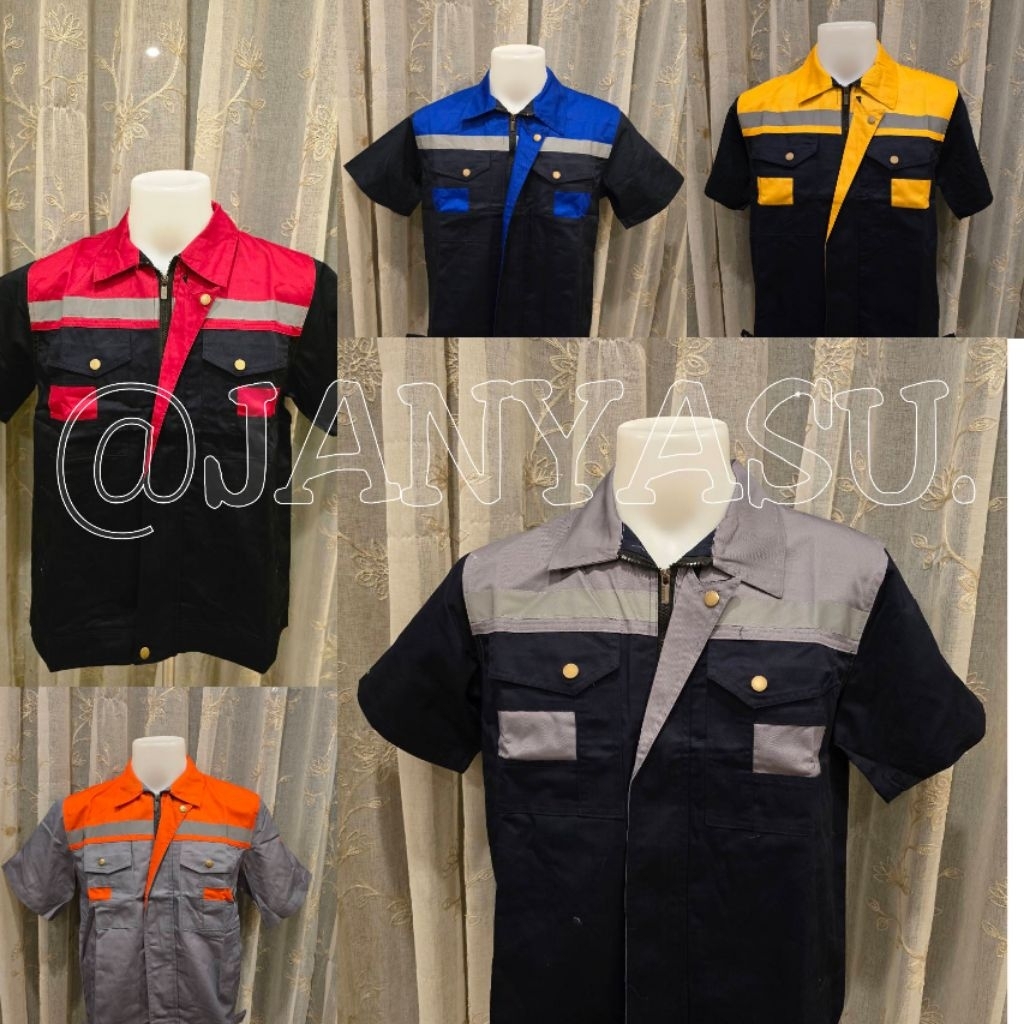 (ออกใบกำกับภาษีได้ค่ะ) เสื้อช็อปแขนสั้นทำงาน รุ่นทูโทน เสื้อยูนิฟร์อม เสื้อแจ็คเก็ต