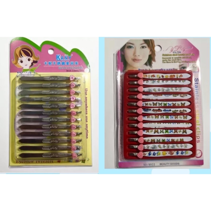 พร้อมส่ง!!! แหนบถอนขน แหนบถอนคิ้ว แพค 12 ชิ้น คละลายการ์ตูน และสีเงิน ไม่เคลือบสี