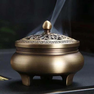 [ของแท้] เตาธูปทองแดงสไตล์เรโทร ผ่านพิธีวัดพระแก้ว ฐานบัว 9 กลีบ เสริมมงคล 9 ประการ
