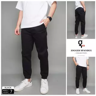 ⚡GW⚡P055 กางเกงขาจั้มพ์ Jogger Pants ผู้ชาย ผ้ายืดคอตต้อนSpandex เอวยืด มีเชือกผูก ยาว 36-38 นิ้ว ไซส์ 30-40 Goodwin Bra