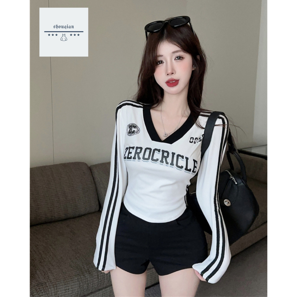 เสื้อแขนยาวเข้ารูปผ้ายืด สกรีนลาย: สบายตัว มีสไตล์ ใส่ได้ทุกวัน
