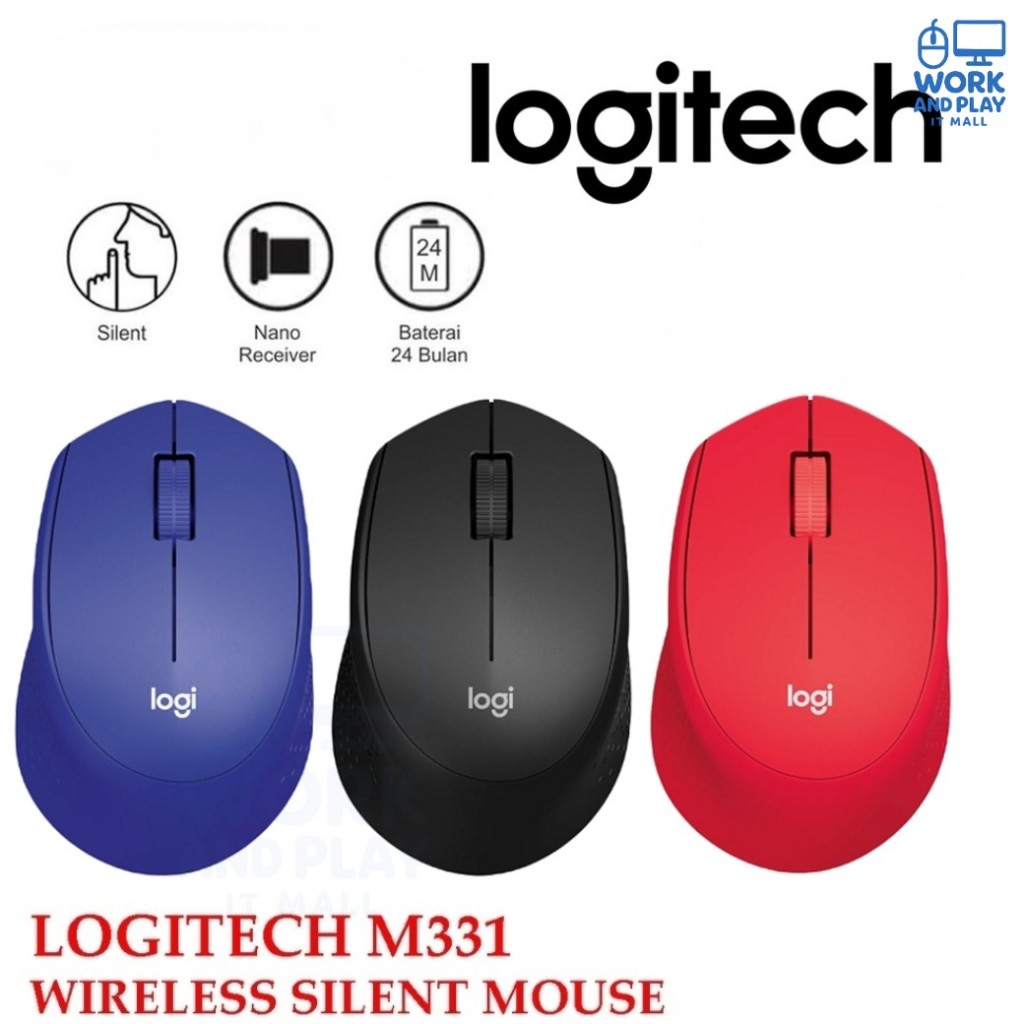 MOUSE (เม้าส์ไร้สายไร้เสียงคลิก) LOGITECH M331 WIRELESS SILENT PLUS CORDLESS รับประกัน 1 ปี