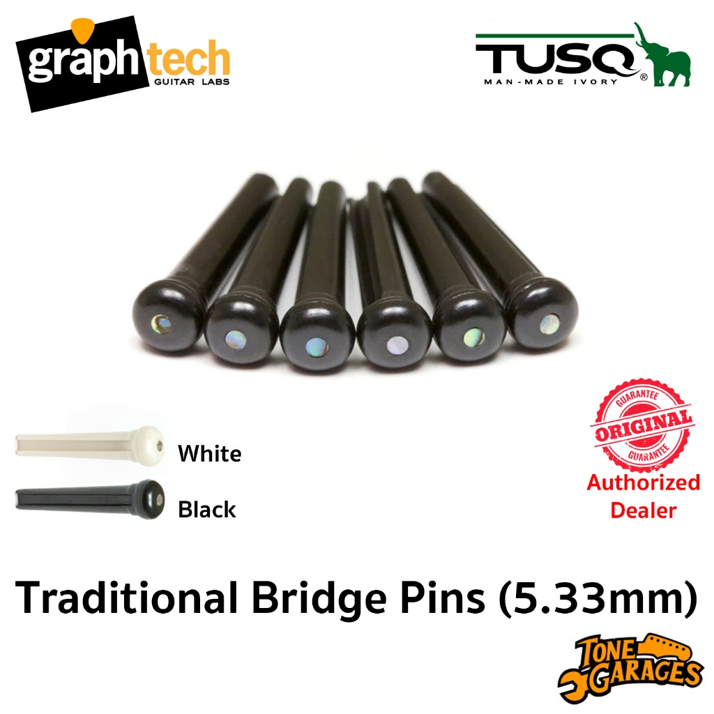 Graph Tech TUSQ Traditional Bridge Pins (5.33mm) With 2mm Paua Shell Dot Inlays หมุดยึดสายกีต้าร์โปร่ง