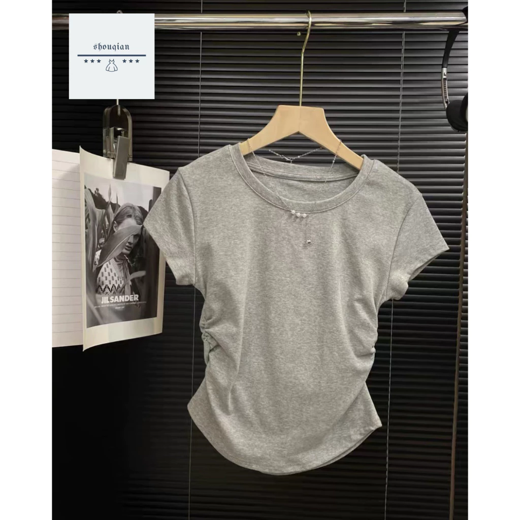 พร้อมส่งในไทย** เสื้อผ้าผู้หญิง แขนสั้น เอวแคบ สลิม สไตล์เกาหลี Y119