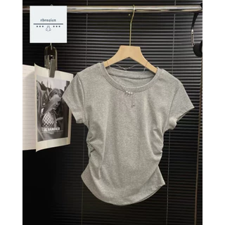 พร้อมส่งในไทย** เสื้อผ้าผู้หญิง แขนสั้น เอวแคบ สลิม สไตล์เกาหลี Y119