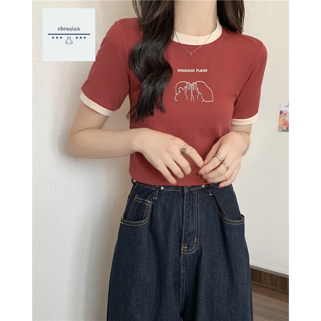 เสื้อยืดแขนสั้นผ้าโพลีนิ่ม คอกลม สกรีนลาย Y68