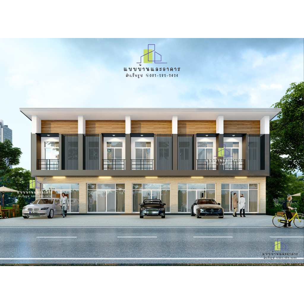 แบบอาคารพาณิชย์ บ้านแถว 2 ชั้น 5 คูหา   B-028