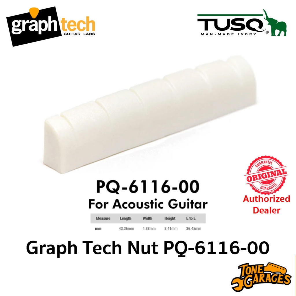 Graph Tech TUSQ Slotted 43.36mm Nut PQ-6116-00 for Acoustic / Electric Guitar นัทกีต้าร์อคูสติก/โปร่ง หรือ กีต้าร์ไฟฟ้า
