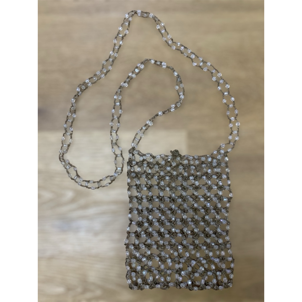 no brand beads crossbody bag ใส่โทรศัพท์ได้ สภาพดี